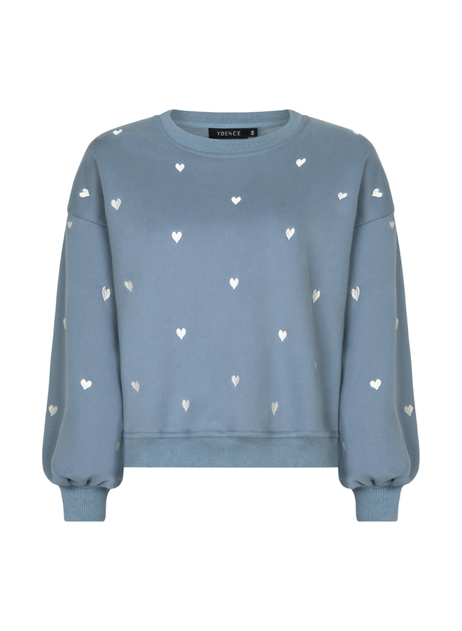 Sweater Hearts Blue Grey/Ecru