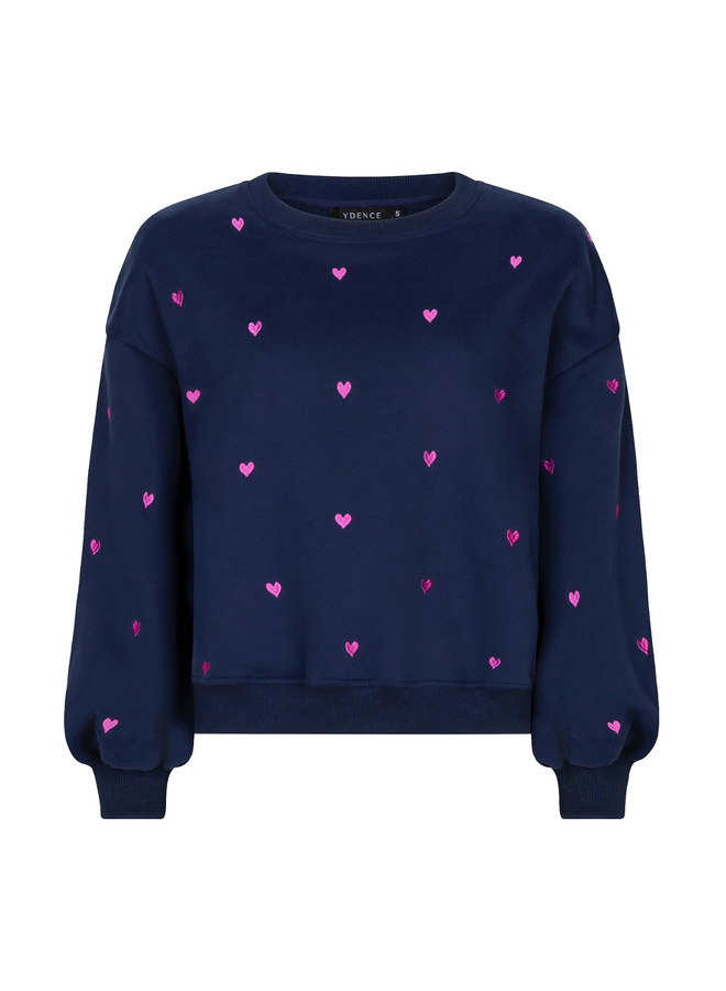 Sweater Hearts Navy/Fuchsia/Purple