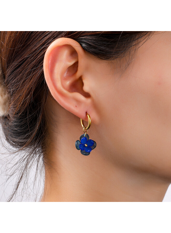 Day & Eve oorbellen E56446-3 Blauw/Goudkleurig