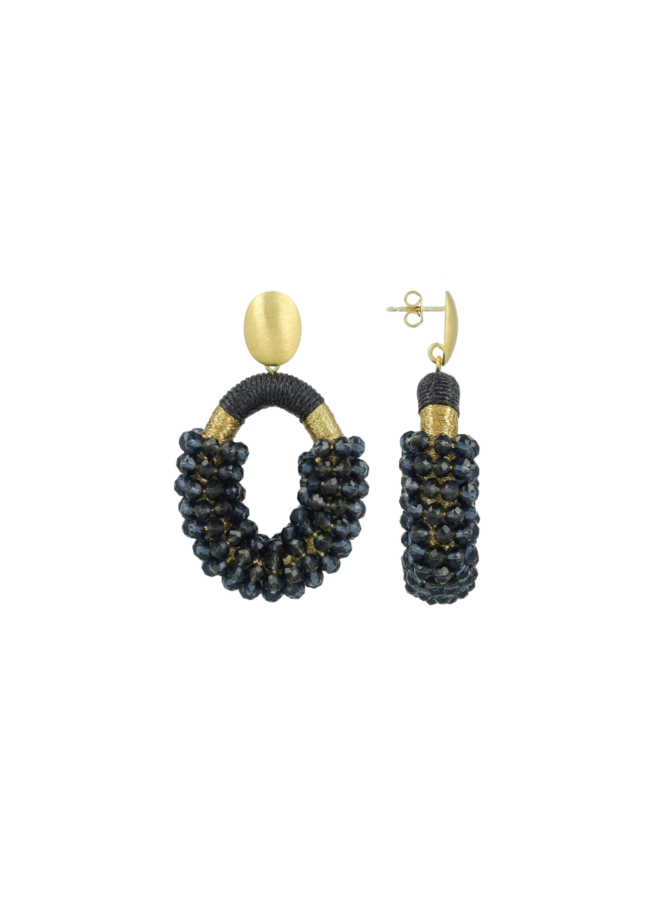 LOTT. oorbellen Yara Ovaal M Blauw/Goud Verguld