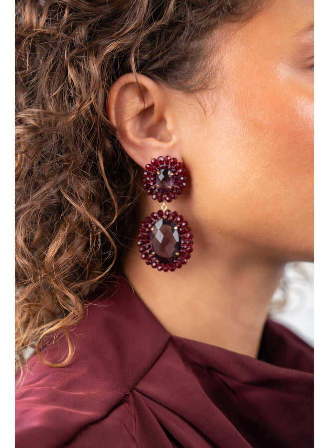 LOTT. oorbellen Myron Ovaal Cherry Lacquer/Goud Verguld