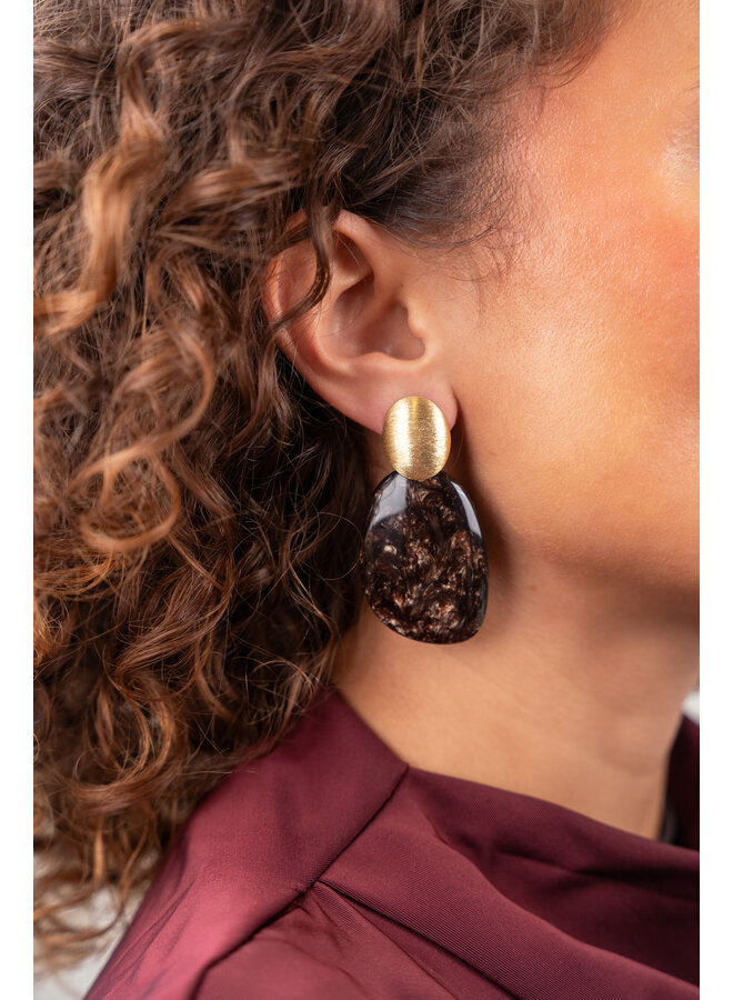 LOTT. oorbellen Little Sara Ovaal S Bruin/Goud Verguld