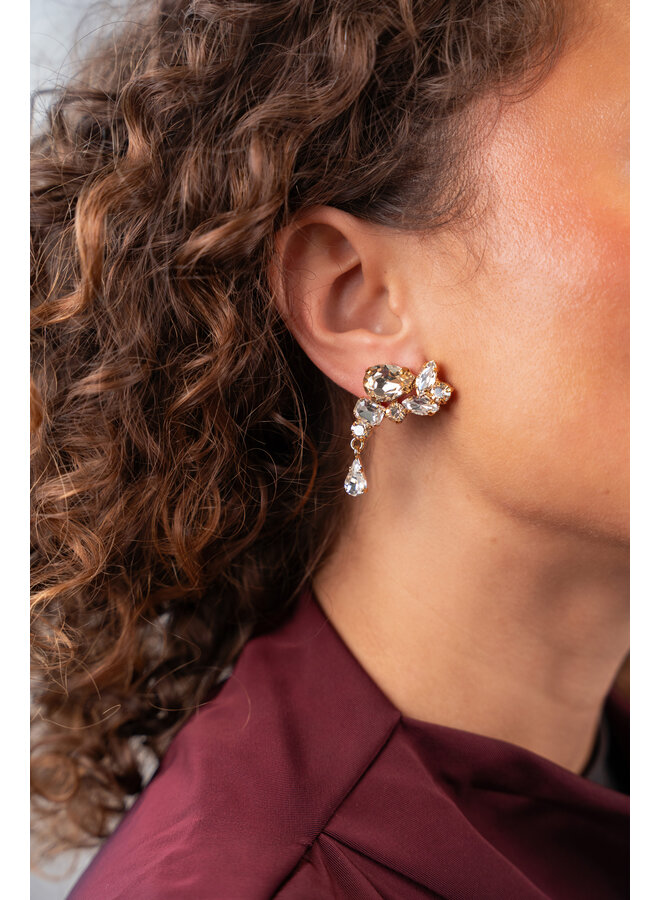 LOTT. oorbellen Bodil Crystal/Goud Verguld