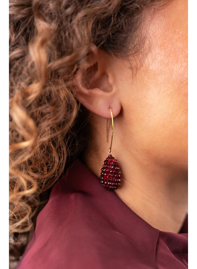 LOTT. oorbellen Amy Kegel XS Cherry Lacquer/Goud Verguld