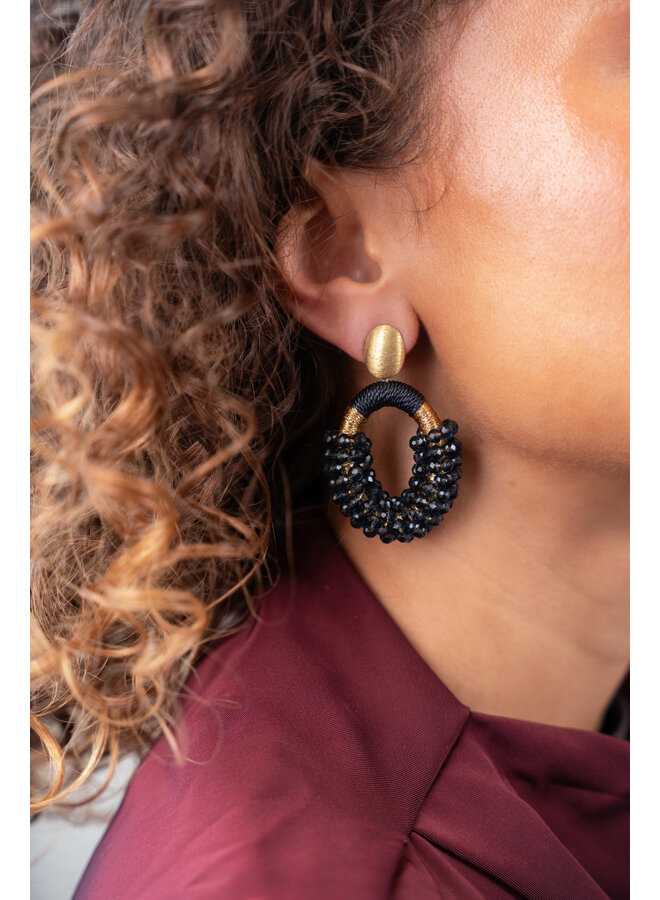 LOTT. oorbellen Yara Ovaal M Blauw/Goud Verguld