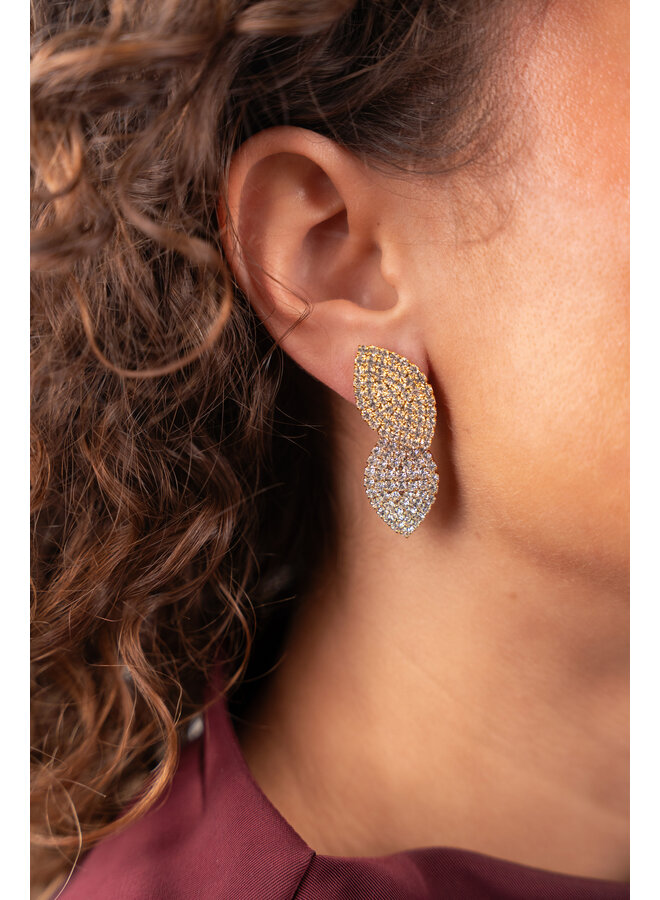 LOTT. oorbellen Sil Double Crystal/Goud Verguld