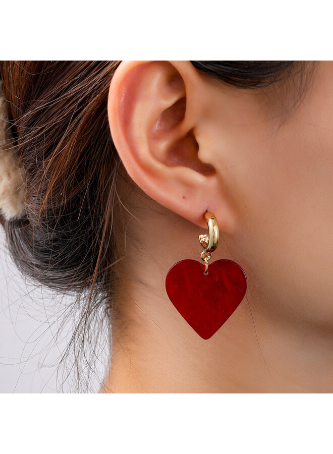 Day & Eve oorbellen E55017-4 Rood/Goudkleurig