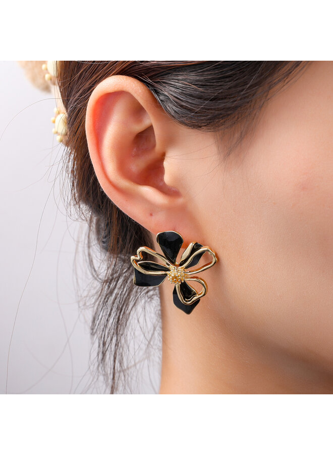 Day & Eve oorbellen E55028-1 Zwart/Goudkleurig