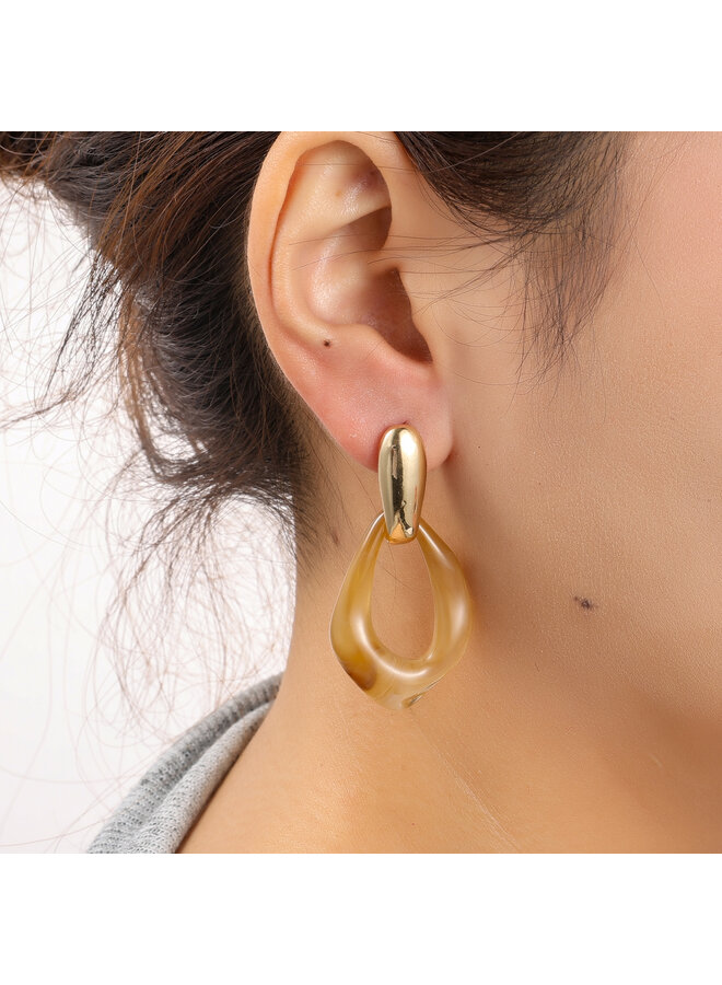 Day & Eve oorbellen E55038-3 Bruin/Goudkleurig