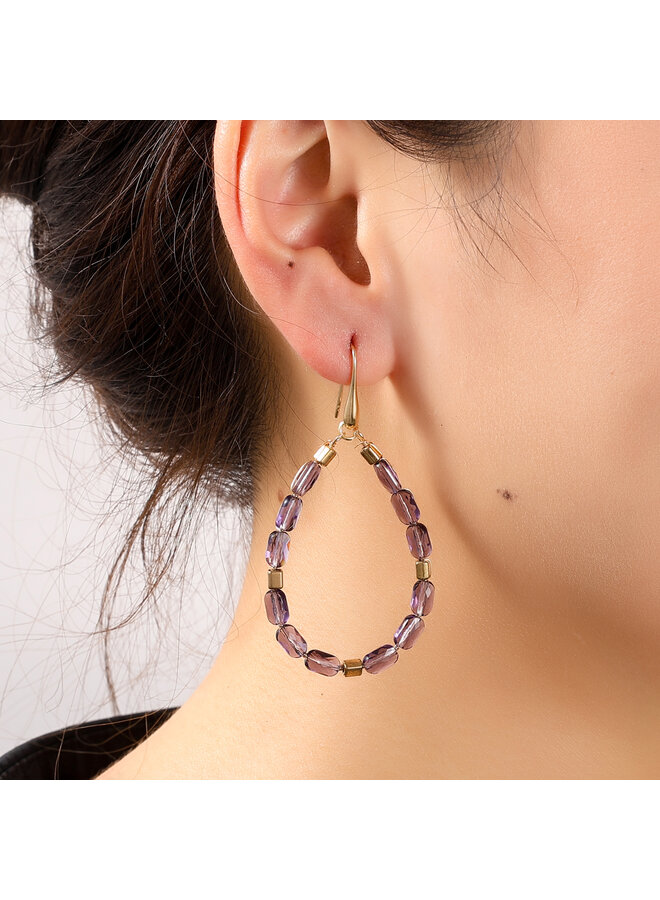 Day & Eve oorbellen E55220-4 Paars/Goudkleurig