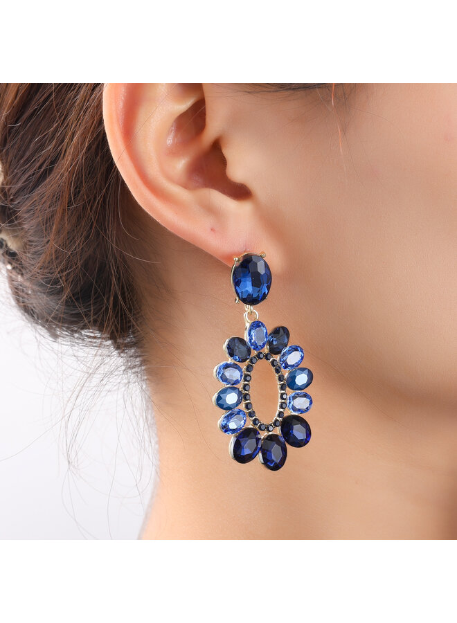 Day & Eve oorbellen E55148-2 Blauw/Goudkleurig