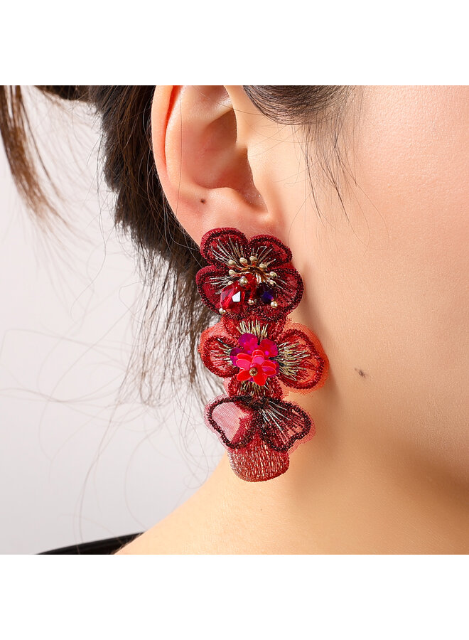 Day & Eve oorbellen E55177-4 Rood/Goudkleurig