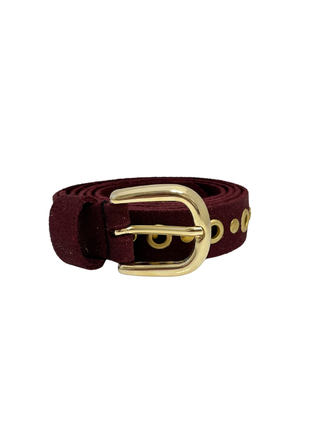 Elvy riem Suède 25370 Bordeaux/Goudkleurig
