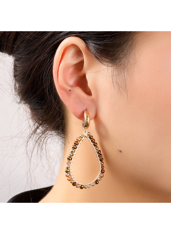 Day & Eve oorbellen E55217-9 Bordeaux Multi/Goudkleurig