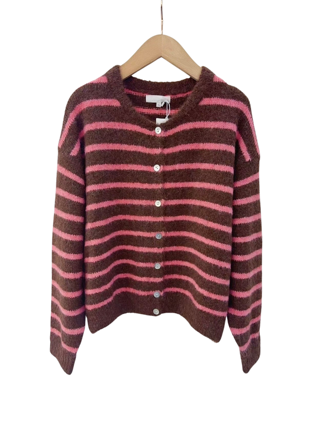 Vest Nina Gestreept Bruin/Roze Onesize