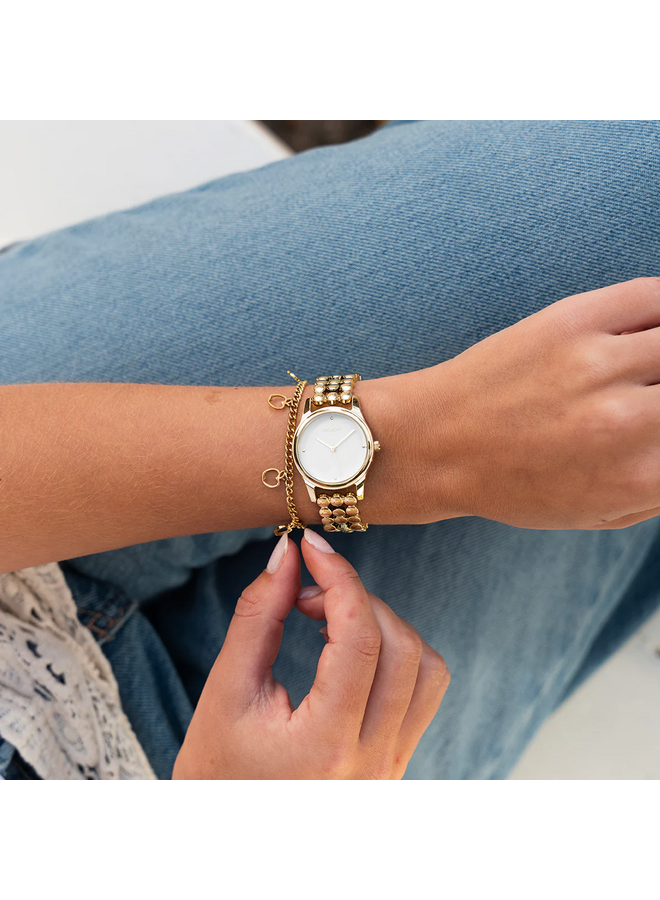 OOZOO Timepieces horloge C11631 Goudkleurig/Wit