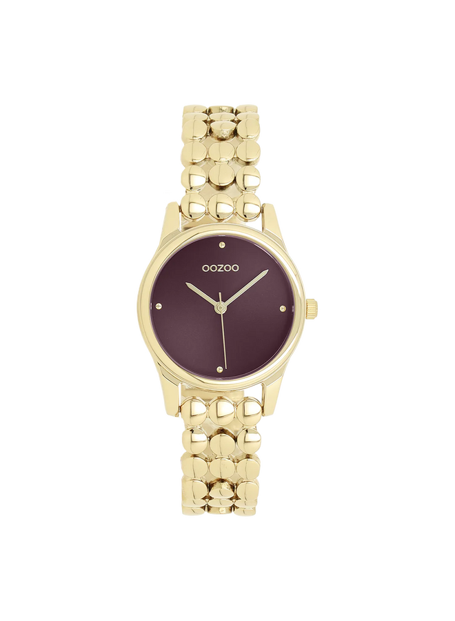 OOZOO Timepieces horloge C11633 Goudkleurig/Bordeaux