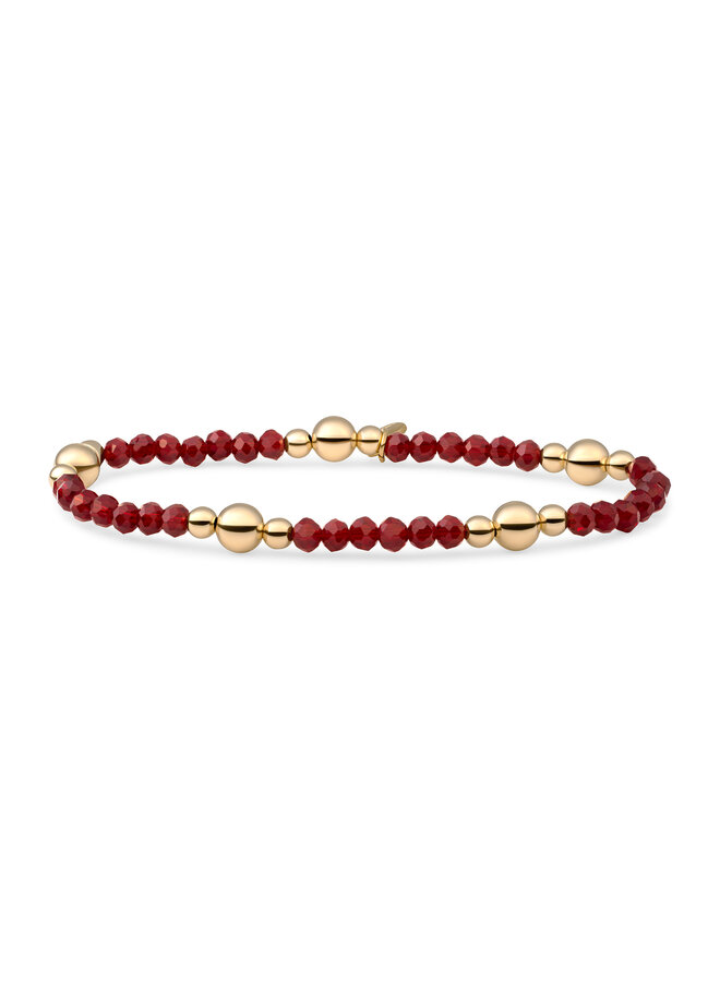 Sparkling Jewels armband Bold Mix Ruby Quartz Goudkleurig