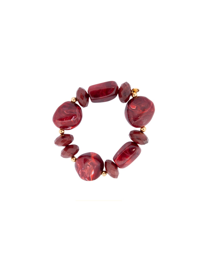Day & Eve armband B56504-2 Burgundy/Goudkleurig