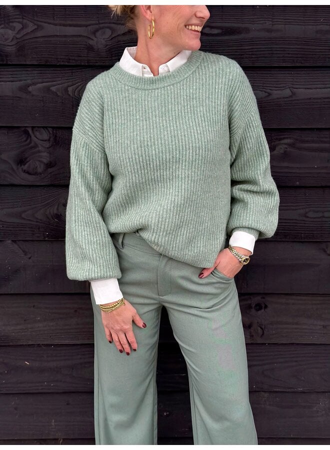 Broek Rihnwen-M Iceberg Green Melange