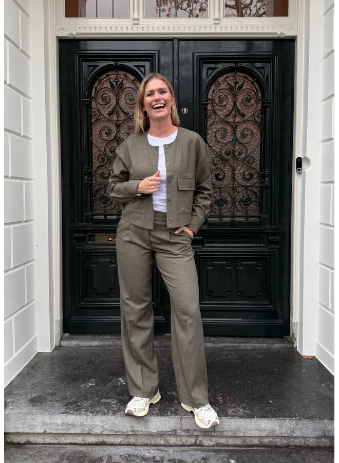 Broek Cristiana Long-M Deep Green Melange