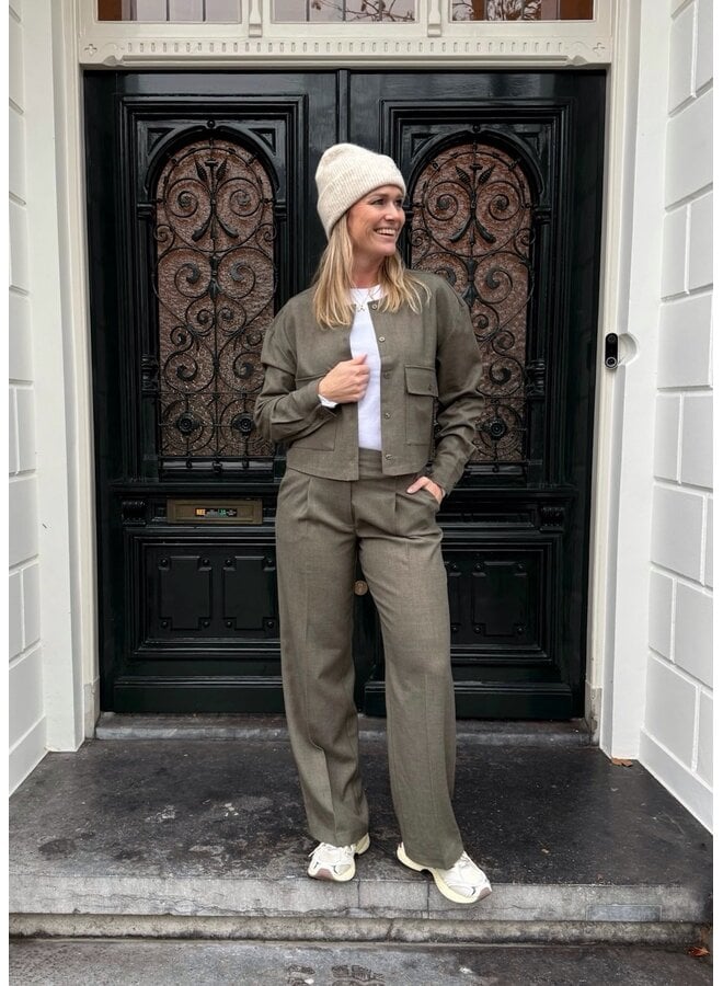 Broek Cristiana Long-M Deep Green Melange