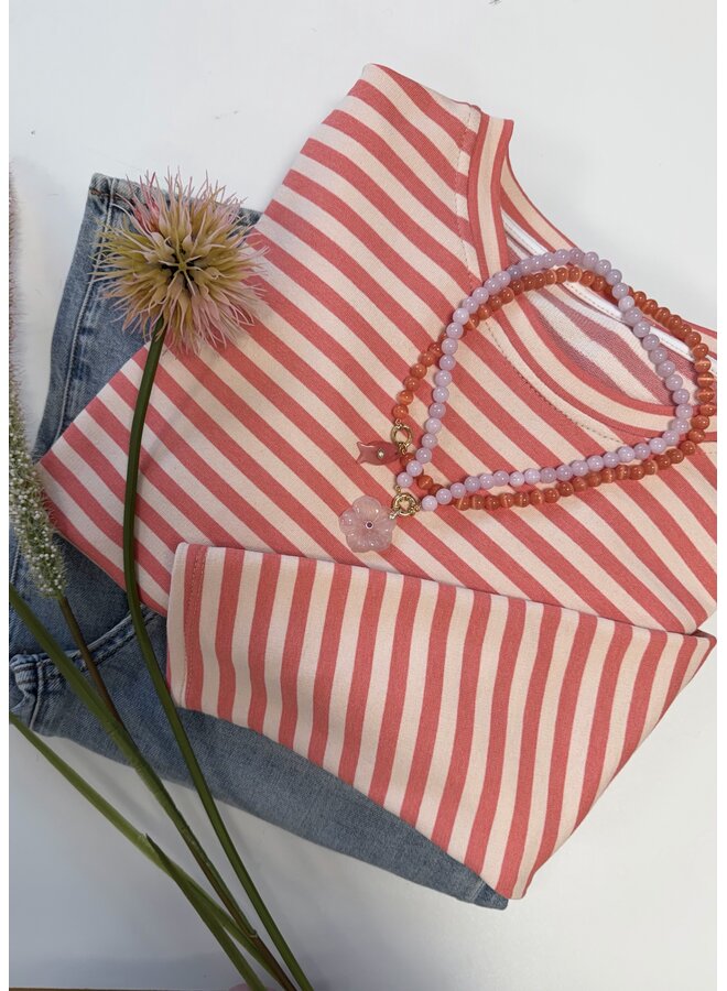 Top Liz Gestreept Koraal/Beige Onesize