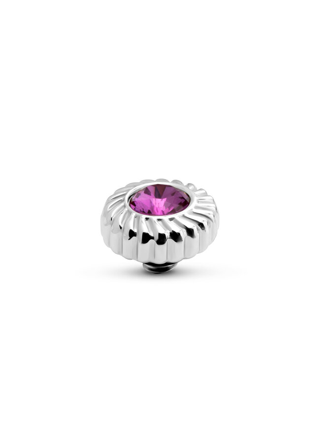 Melano Twisted meddy Crystal Flower Fuchsia Purple Zilverkleurig