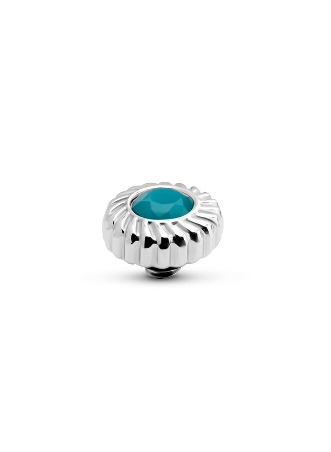 Melano Twisted meddy Crystal Flower Teal Zilverkleurig
