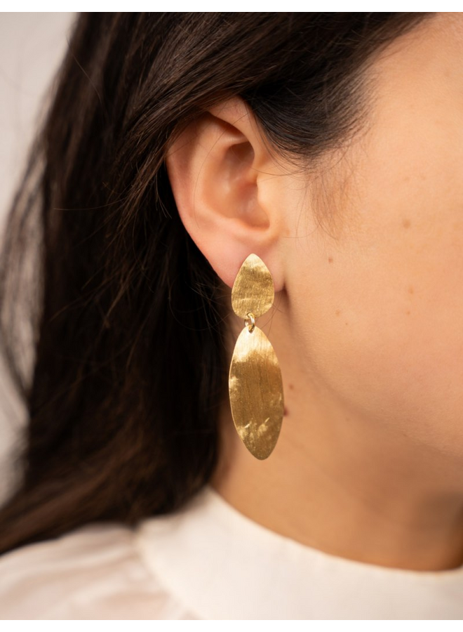 LOTT. oorbellen Stone Shape Double Goud Verguld