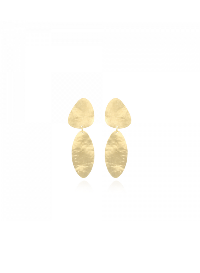 LOTT. oorbellen Stone Shape Double Goud Verguld