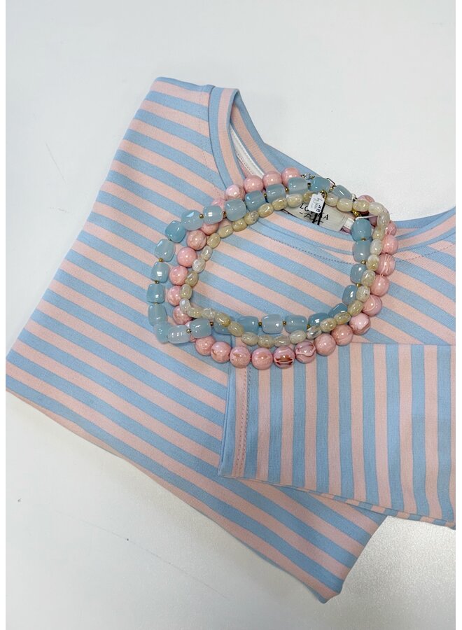 Top Liz Gestreept Blauw/Roze Onesize