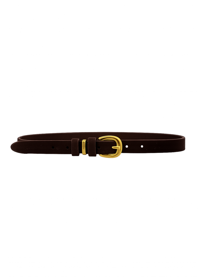 Elvy riem Suède 20558 Cacao/Goudkleurig