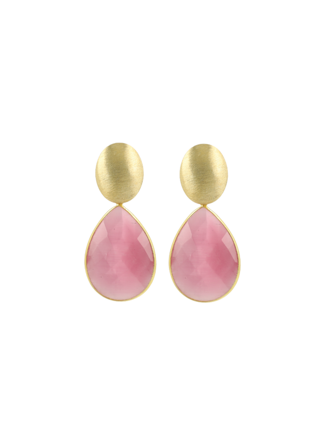LOTT. oorbellen Rae L Fuchsia Pink/Goud Verguld