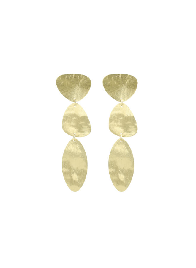 LOTT. oorbellen Stone Shape Triple L Goud Verguld