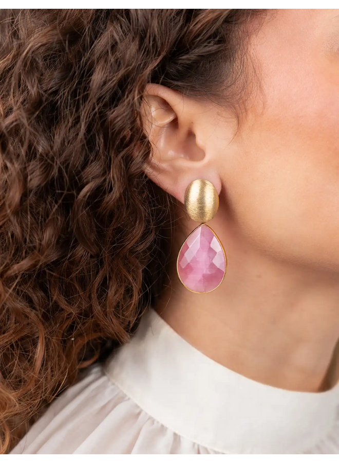 LOTT. oorbellen Rae L Fuchsia Pink/Goud Verguld