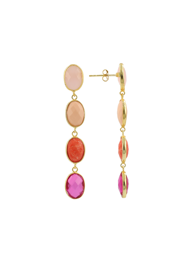LOTT. oorbellen Anya Fuchsia Roze Mix/Goud Verguld