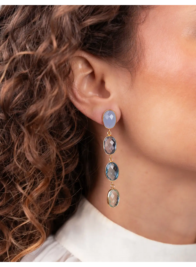 LOTT. oorbellen Anya Blue Aura Mix/Goud Verguld