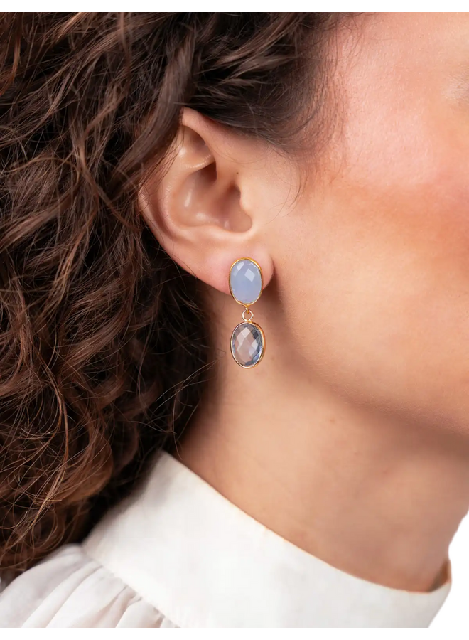 LOTT. oorbellen Anya S Blue Aura Mix/Goud Verguld