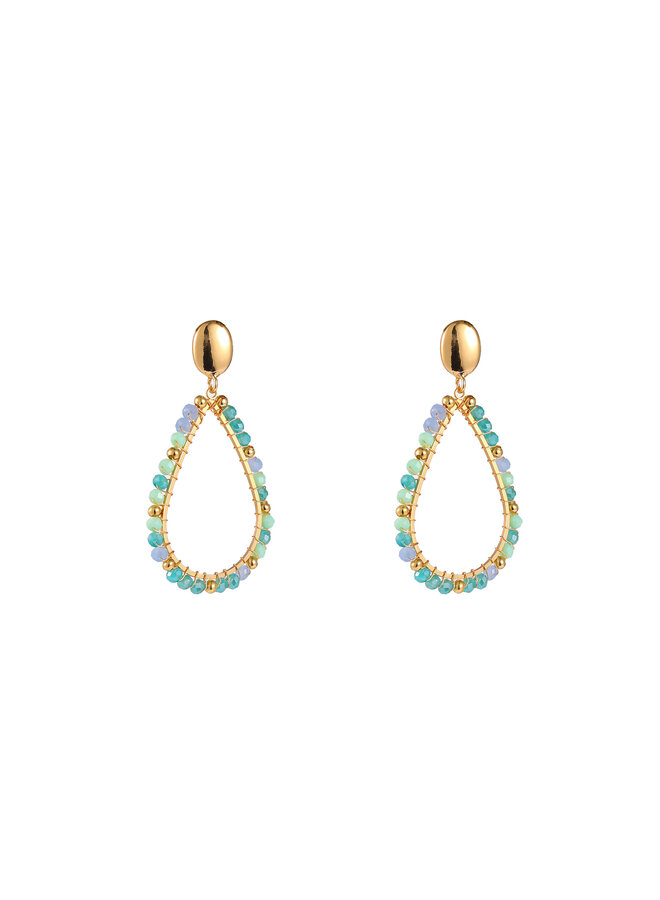 Day & Eve oorbellen E60066-3 Groen/Goudkleurig