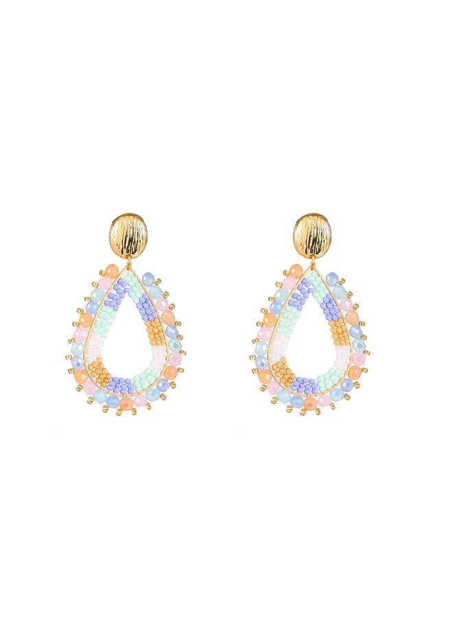 Day & Eve oorbellen E60082-4 Groen Mix Roze/Goudkleurig