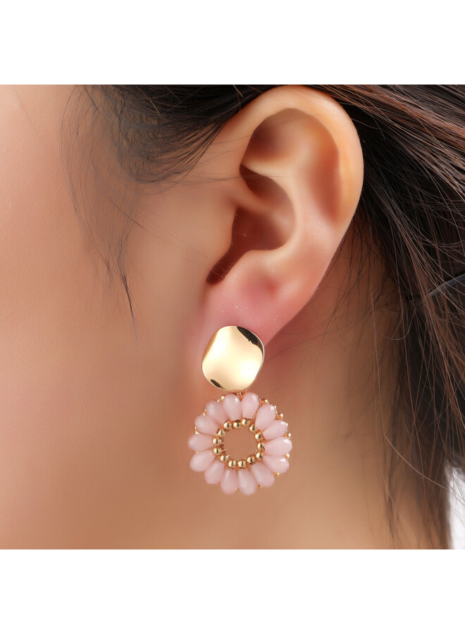 Day & Eve oorbellen E60064-3 Lichtroze/Goudkleurig