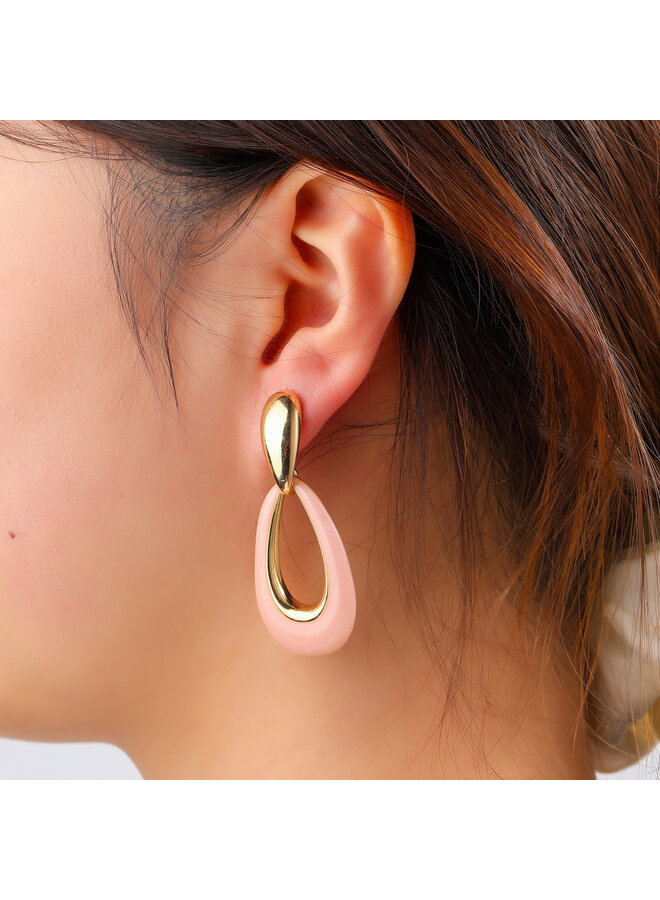 Day & Eve oorbellen E60050-2 Lichtroze/Goudkleurig