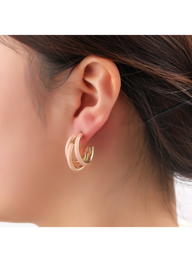 Day & Eve oorbellen E60045-2 Lichtroze/Goudkleurig