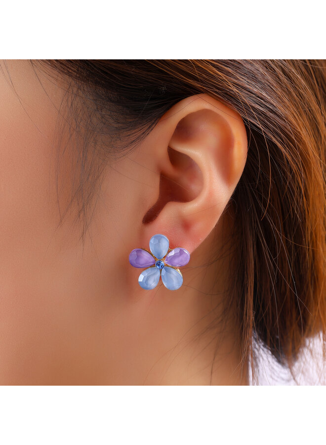 Day & Eve oorbellen E60006-4 Paars/Blauw/Goudkleurig