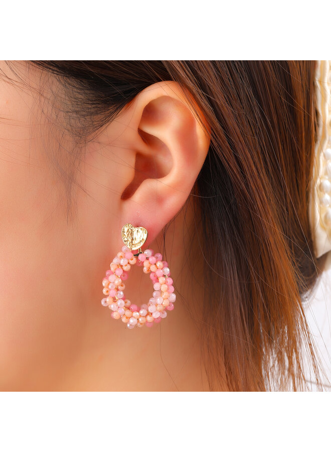 Day & Eve oorbellen E55216-20 Roze/Goudkleurig