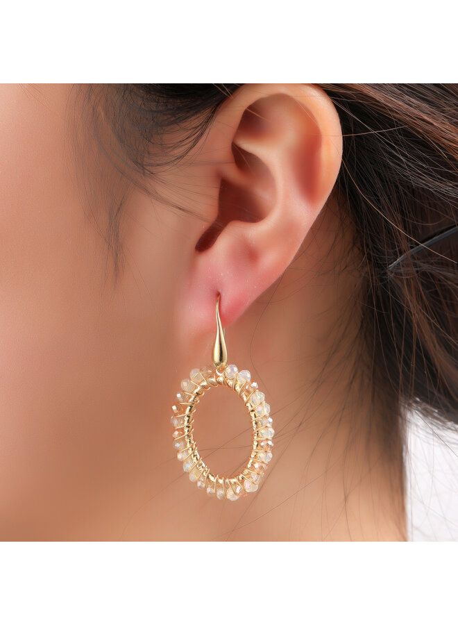 Day & Eve oorbellen E60060-3 Beige/Goudkleurig