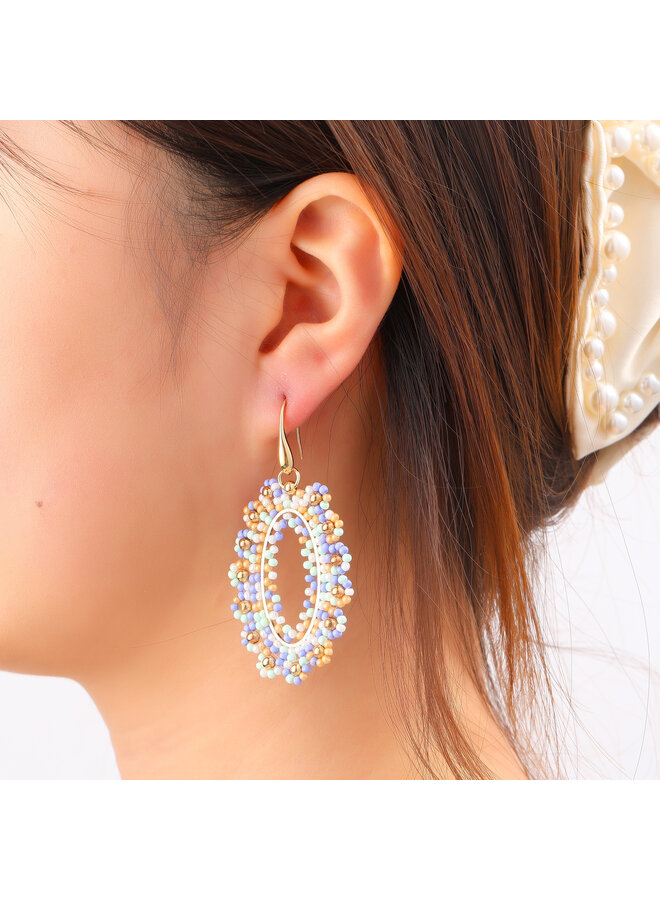 Day & Eve oorbellen E60081-4 Blauw/Groen/Goudkleurig