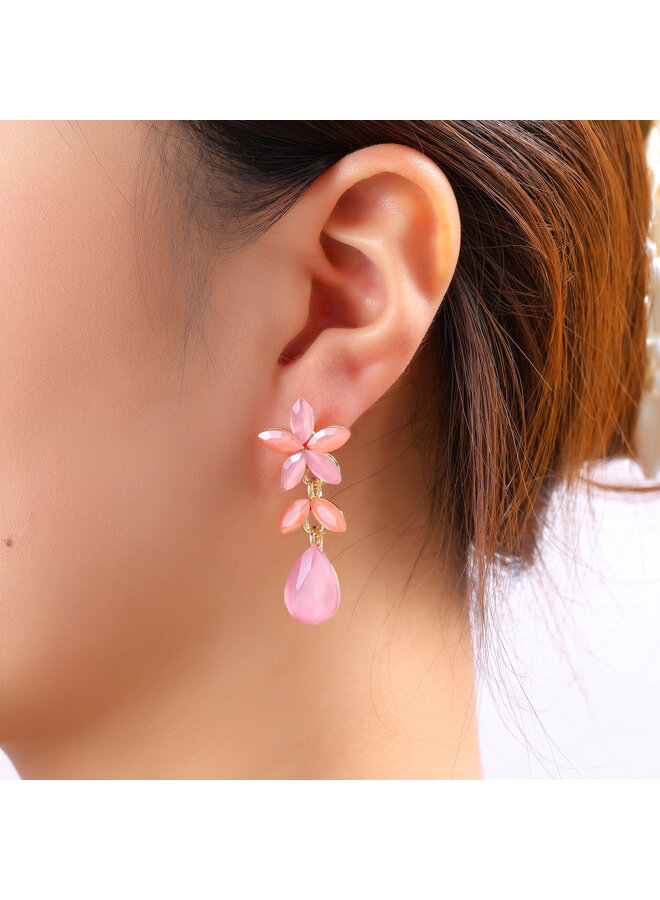 Day & Eve oorbellen E60008-2 Roze/Goudkleurig