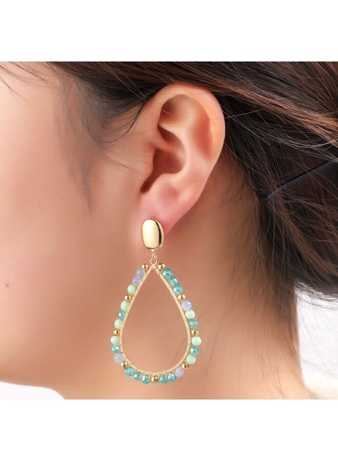 Day & Eve oorbellen E60066-3 Groen/Goudkleurig